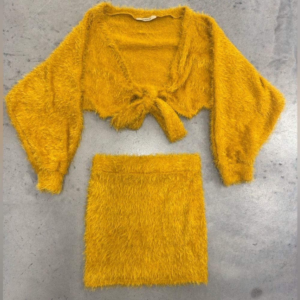 MONACO | Fuzzy Mustard Yellow Two-Piece Set